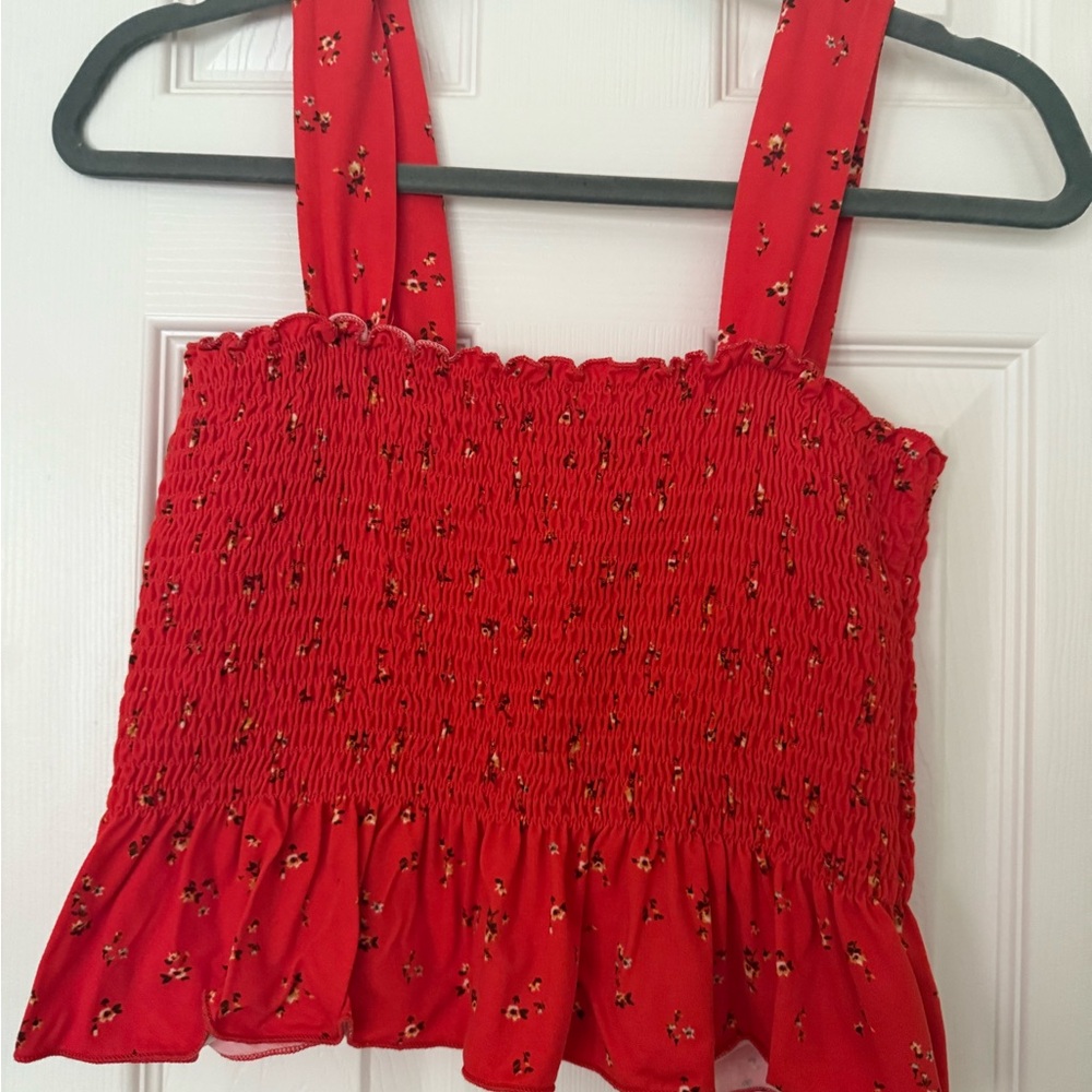 Urban Outfitters Red Ruffled Tank Top